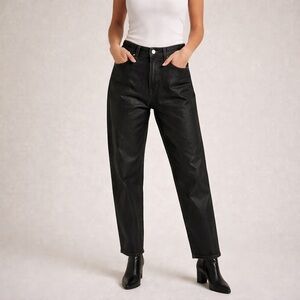 Icon Denim Tina Coated Black Jeans Size 27 Waxed Denim Straight Leg